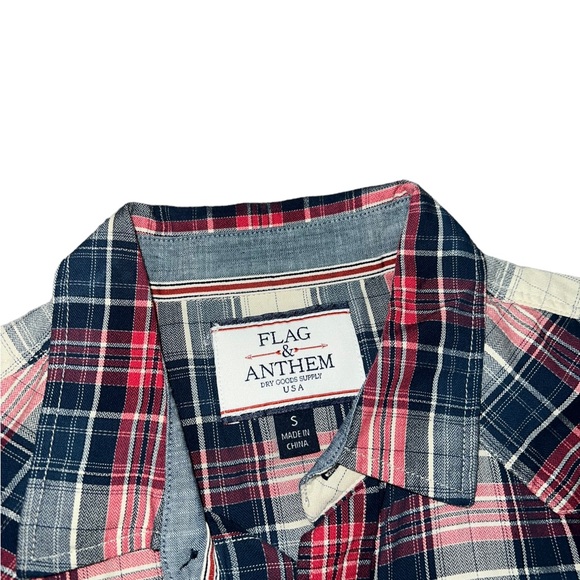 Flag & Anthem Plaid Vintage Washed Long Sleeve Button Up Shirt Men’s Size Small - Picture 3 of 3